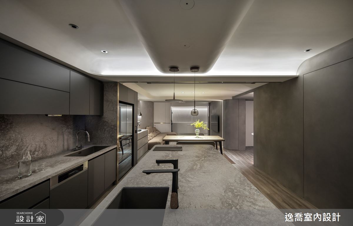 36坪老屋(41~50年)＿現代風客廳餐廳廚房中島案例圖片＿逸喬室內設計＿逸喬_愉‧家之12