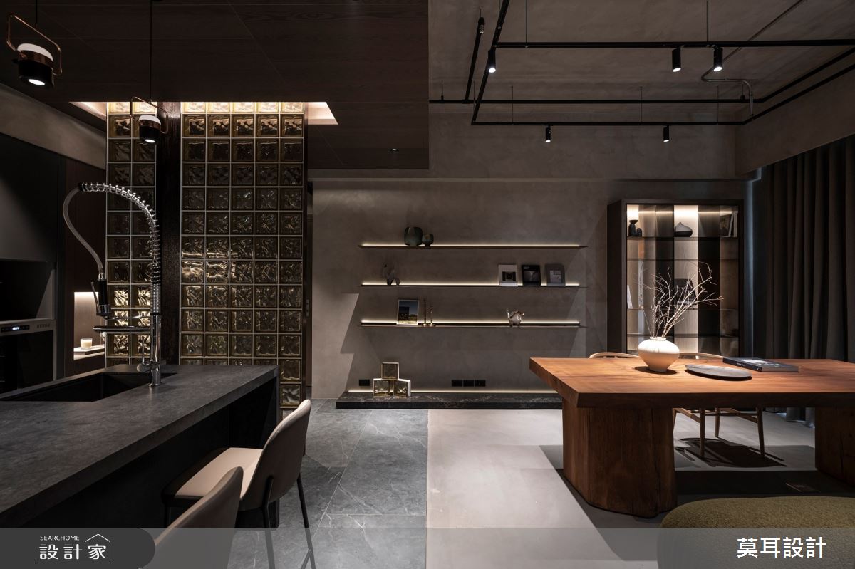 35坪新成屋(5年以下)＿現代風客廳餐廳書房中島案例圖片＿莫耳設計＿莫耳_19之10