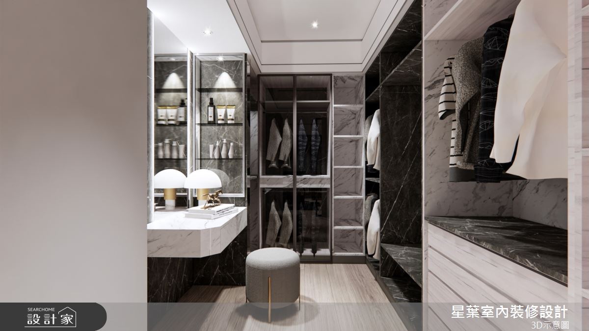 105坪中古屋(5~15年)＿輕奢華風更衣間案例圖片＿星葉室內裝修設計＿星葉_51_桃園105坪輕奢華風之16