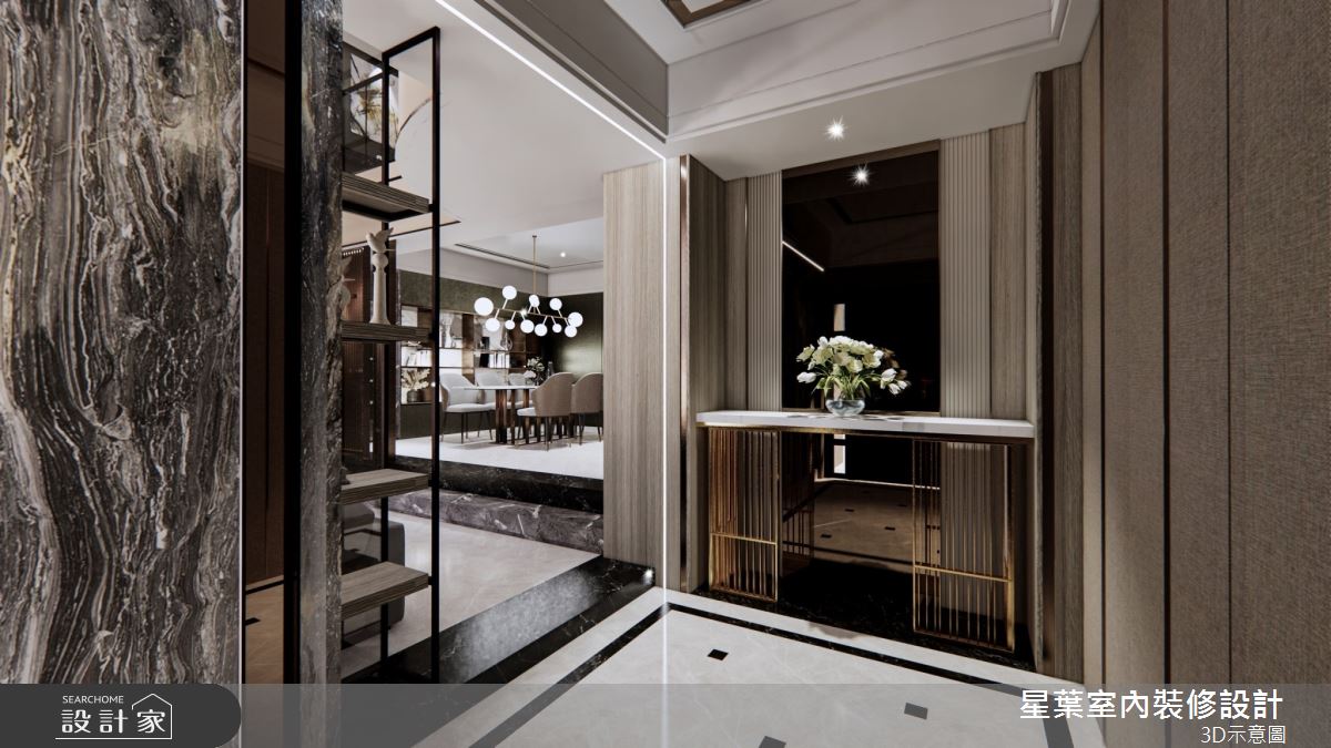 105坪中古屋(5~15年)＿輕奢華風玄關案例圖片＿星葉室內裝修設計＿星葉_51_桃園105坪輕奢華風之1