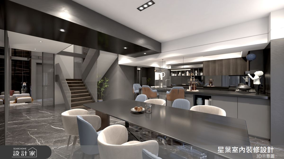 58坪毛胚屋＿輕奢華風餐廳廚房樓梯中島案例圖片＿星葉室內裝修設計＿星葉_53_桃園58坪輕奢華風之20