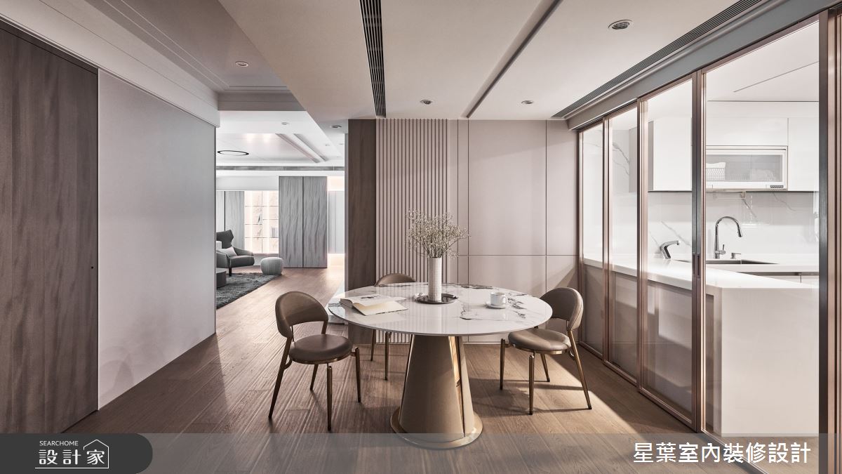 43坪中古屋(5~15年)＿輕奢華風客廳餐廳廚房案例圖片＿星葉室內裝修設計＿星葉_55_台北43坪輕奢華風之15