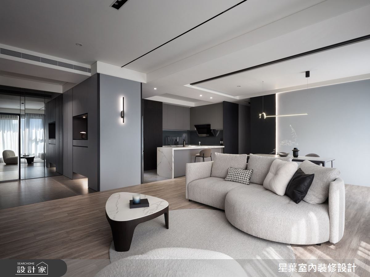 48坪中古屋(5~15年)＿現代簡約風玄關客廳廚房吧檯案例圖片＿星葉室內裝修設計＿星葉_58_台北48坪現代簡約風之2