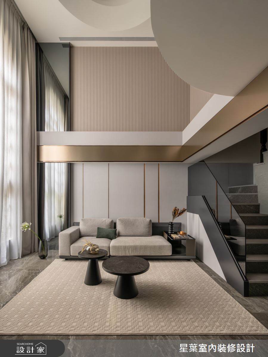 50坪新古屋(10年以下)＿輕奢風客廳樓梯案例圖片＿星葉室內裝修設計＿星葉_60_新北50坪輕奢風之1