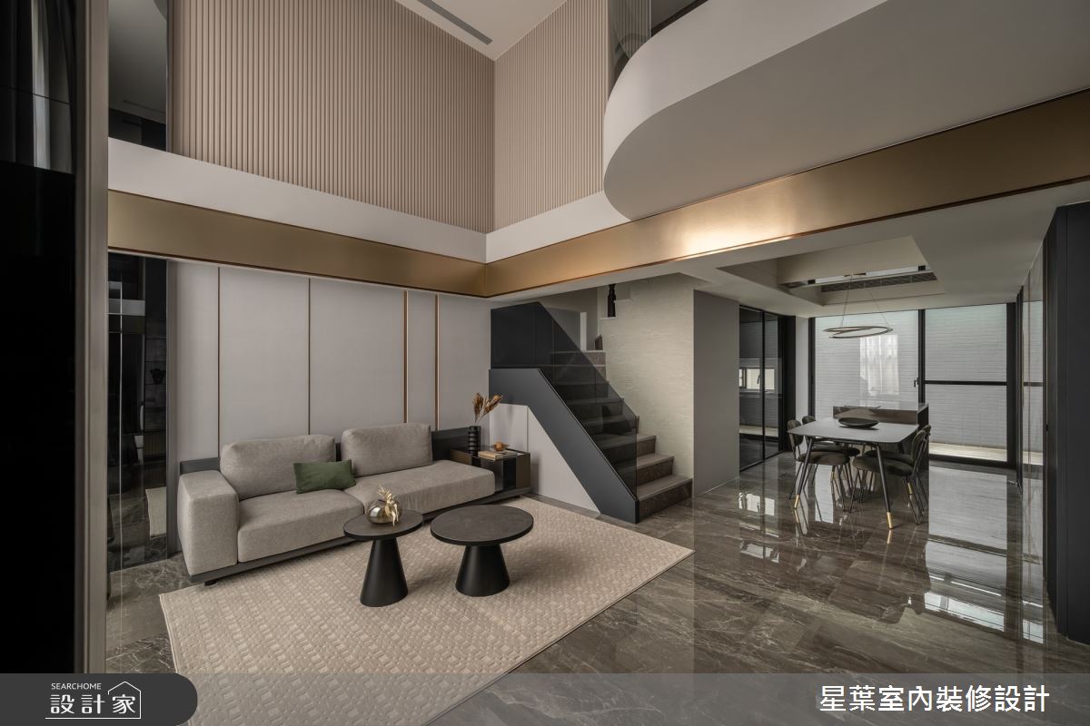 50坪新古屋(10年以下)＿輕奢風客廳餐廳樓梯案例圖片＿星葉室內裝修設計＿星葉_60_新北50坪輕奢風之2