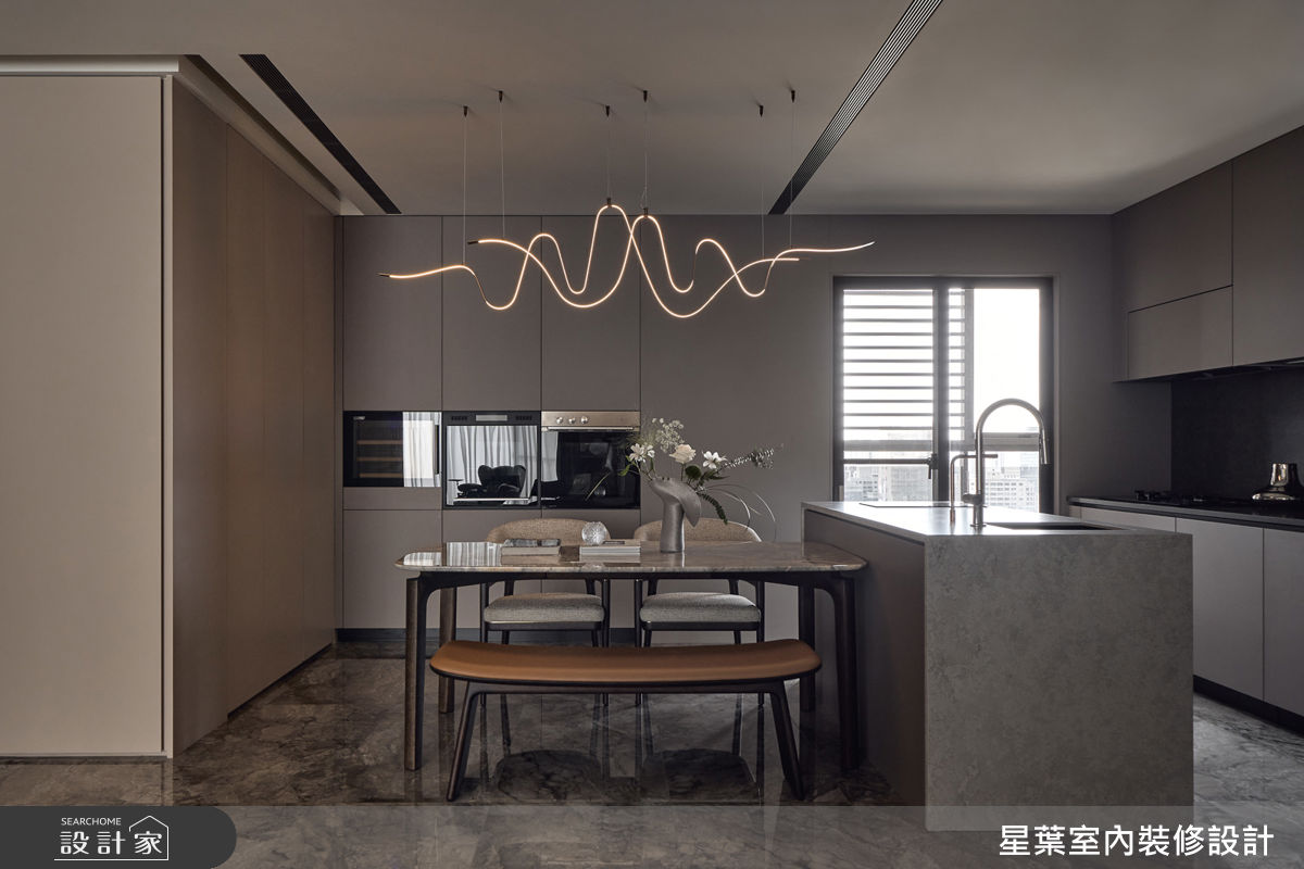 60坪中古屋(5~15年)＿輕奢風餐廳廚房中島案例圖片＿星葉室內裝修設計＿星葉_63_新竹60坪輕奢風之10