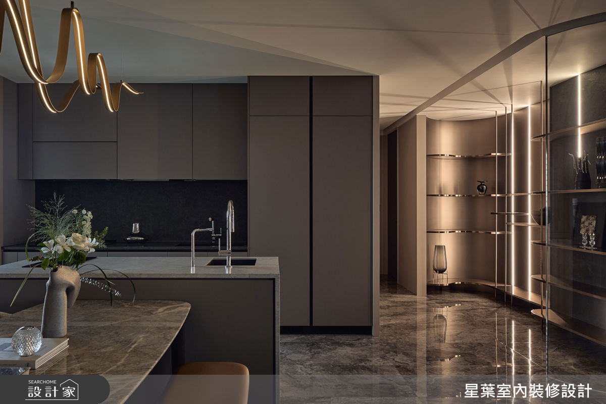 60坪中古屋(5~15年)＿輕奢風餐廳廚房走廊中島案例圖片＿星葉室內裝修設計＿星葉_63_新竹60坪輕奢風之17