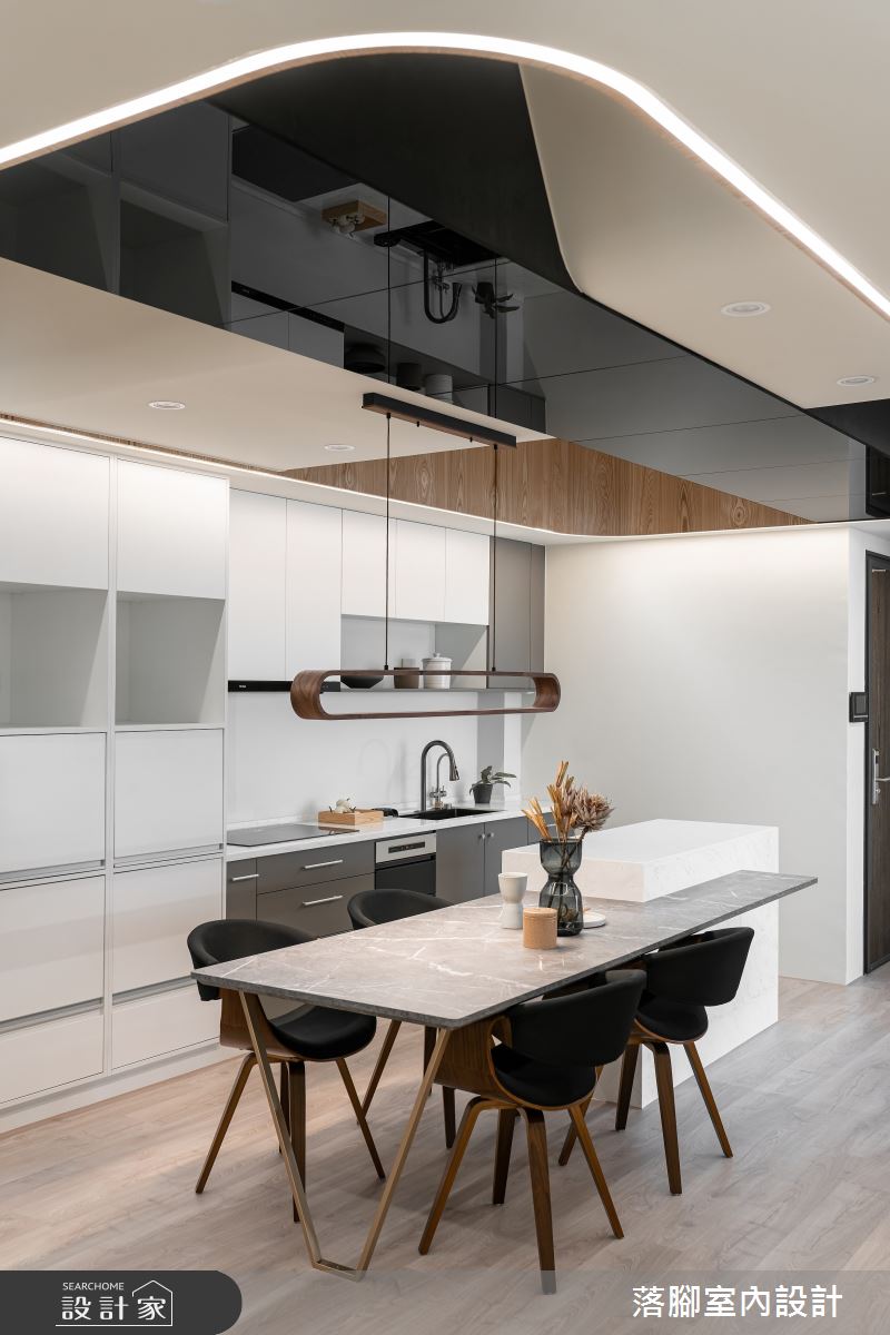 22坪新成屋(5年以下)＿現代風餐廳廚房中島案例圖片＿落腳室內設計＿落腳_光之蒼芎之8