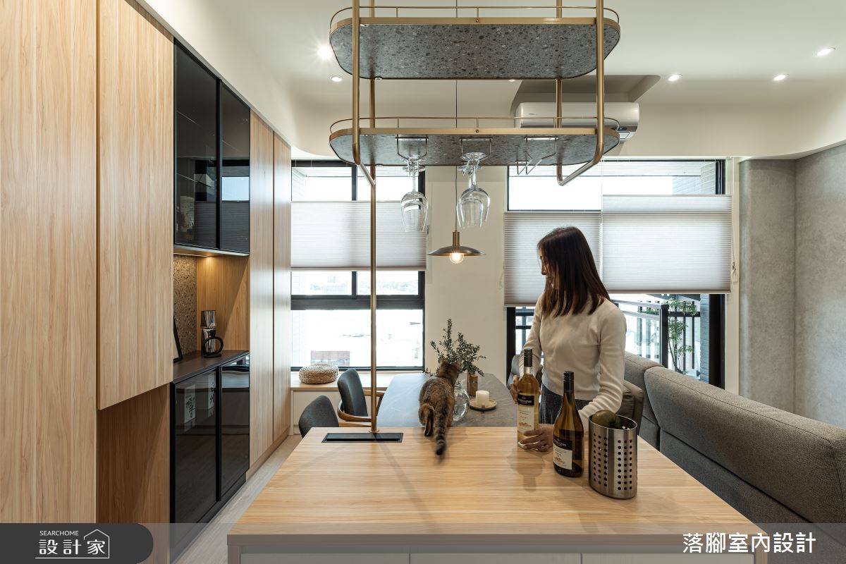 22坪新成屋(5年以下)＿現代風餐廳吧檯中島案例圖片＿落腳室內設計＿落腳_青空溫室之8