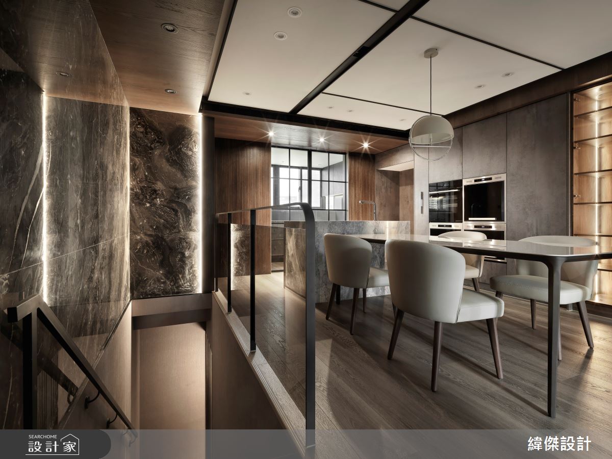 80坪老屋(16~30年)＿現代人文風餐廳廚房樓梯中島案例圖片＿緯傑設計＿緯傑_43之15