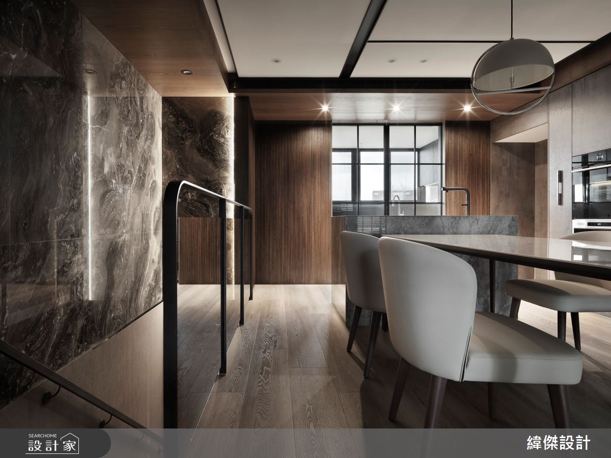 80坪老屋(16~30年)＿現代人文風餐廳廚房樓梯中島案例圖片＿緯傑設計＿緯傑_43之16