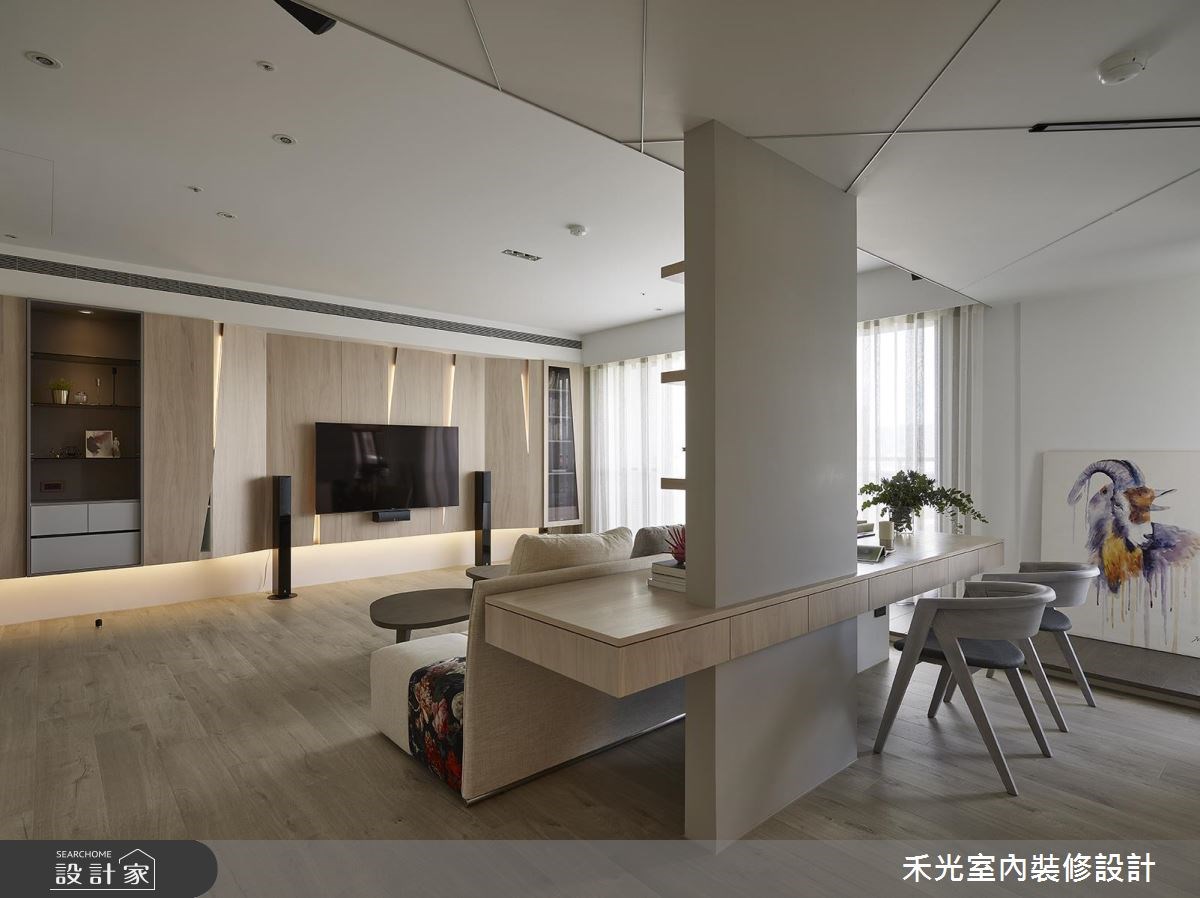 38坪新成屋(5年以下)＿簡約風客廳案例圖片＿禾光室內裝修設計有限公司＿禾光_覺知．光之3