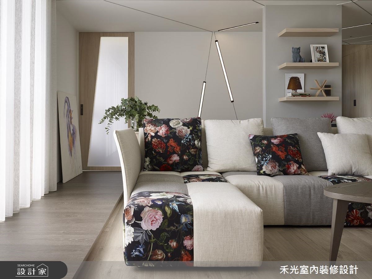 38坪新成屋(5年以下)＿簡約風客廳案例圖片＿禾光室內裝修設計有限公司＿禾光_覺知．光之9