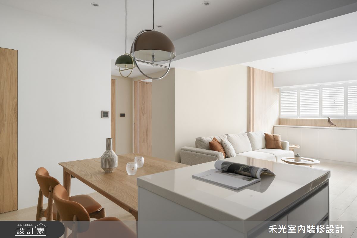 25坪老屋(16~30年)＿簡約風客廳餐廳中島案例圖片＿禾光室內裝修設計有限公司＿禾光_日沐之夏之6