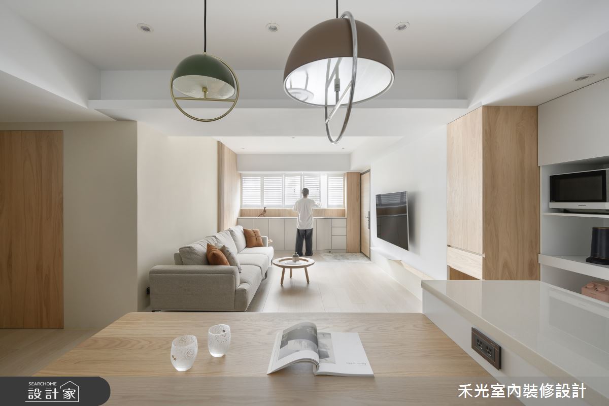 25坪老屋(16~30年)＿簡約風客廳餐廳中島案例圖片＿禾光室內裝修設計有限公司＿禾光_日沐之夏之10