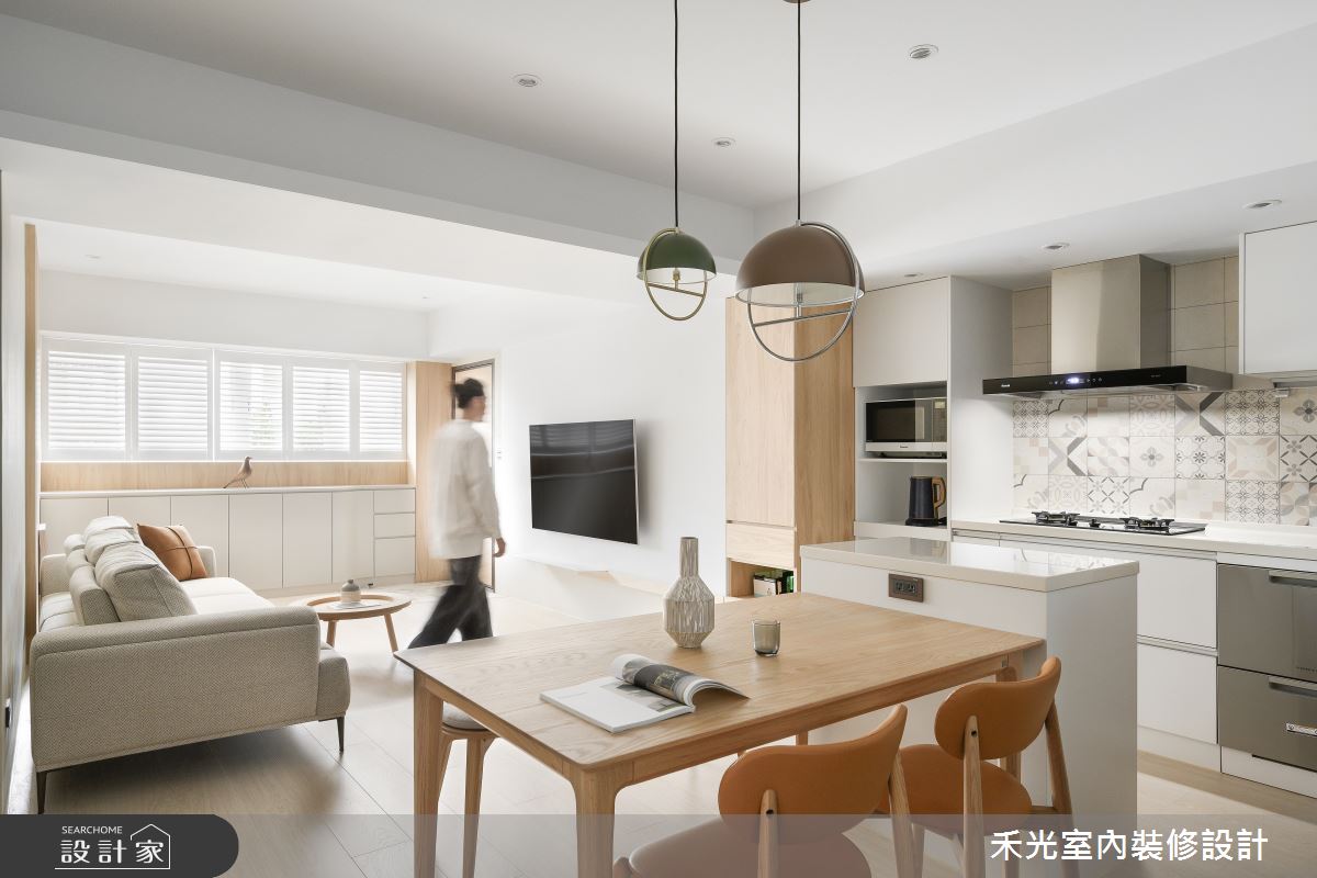 25坪老屋(16~30年)＿簡約風客廳餐廳廚房中島案例圖片＿禾光室內裝修設計有限公司＿禾光_日沐之夏之12
