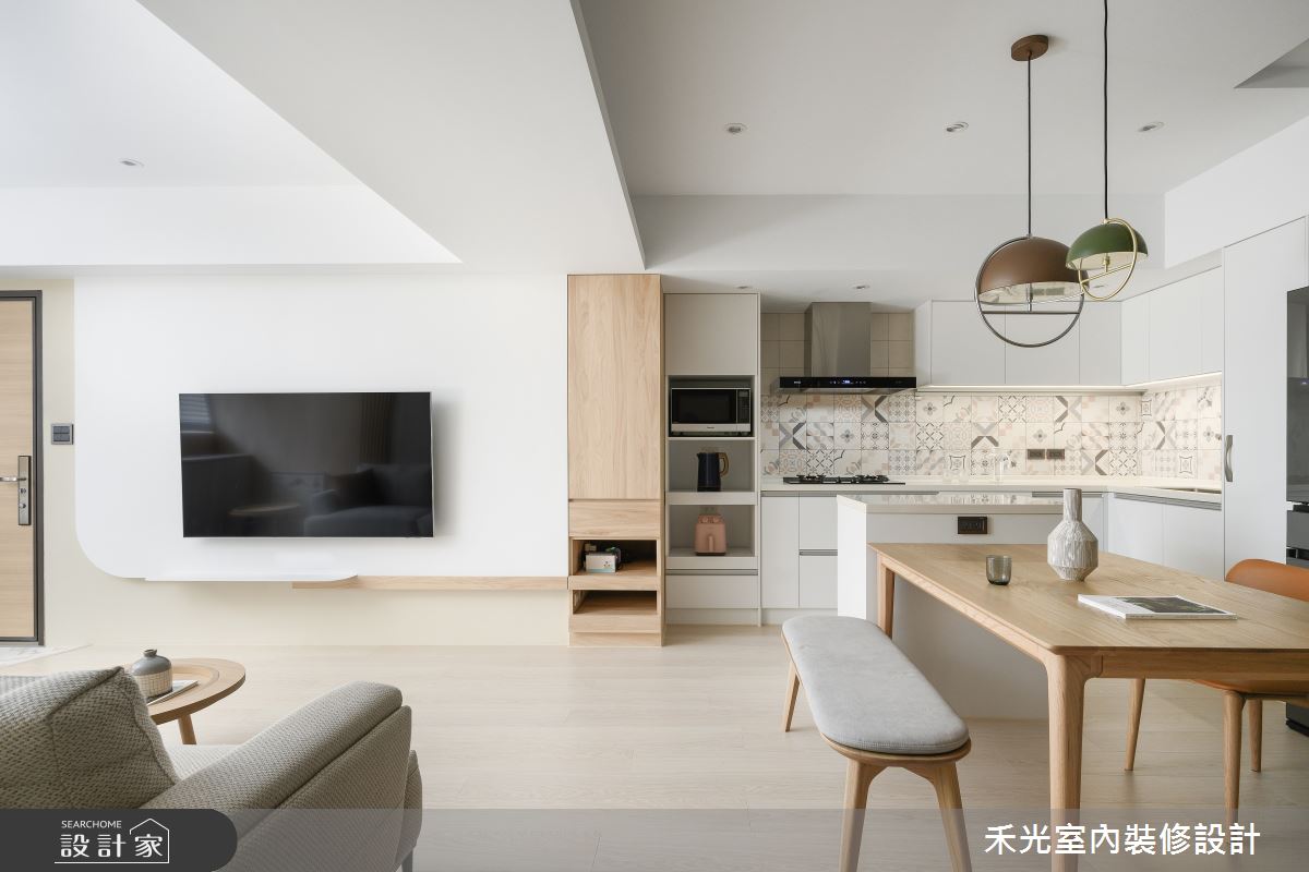 25坪老屋(16~30年)＿簡約風客廳餐廳廚房中島案例圖片＿禾光室內裝修設計有限公司＿禾光_日沐之夏之14