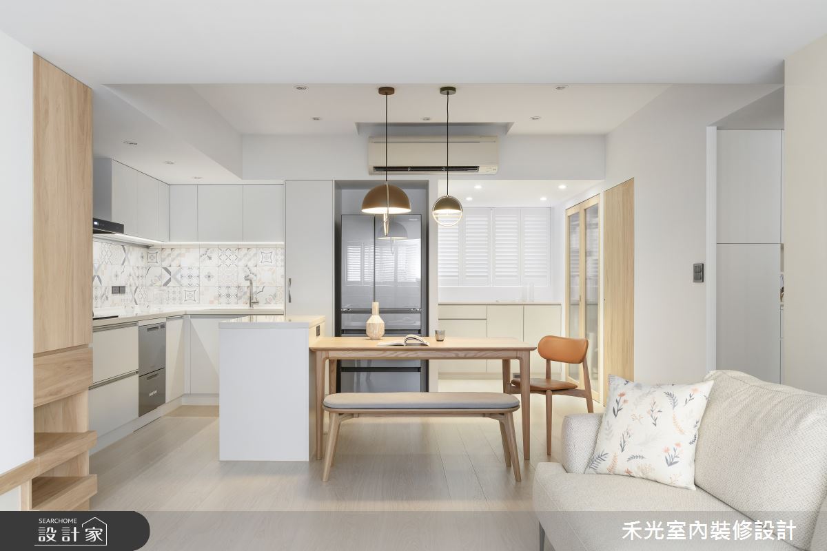 25坪老屋(16~30年)＿簡約風客廳餐廳廚房中島案例圖片＿禾光室內裝修設計有限公司＿禾光_日沐之夏之17