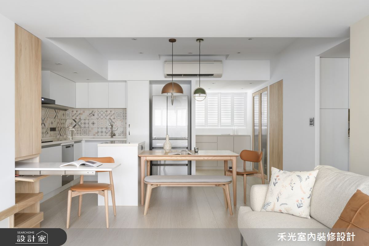 25坪老屋(16~30年)＿簡約風客廳餐廳廚房中島案例圖片＿禾光室內裝修設計有限公司＿禾光_日沐之夏之20
