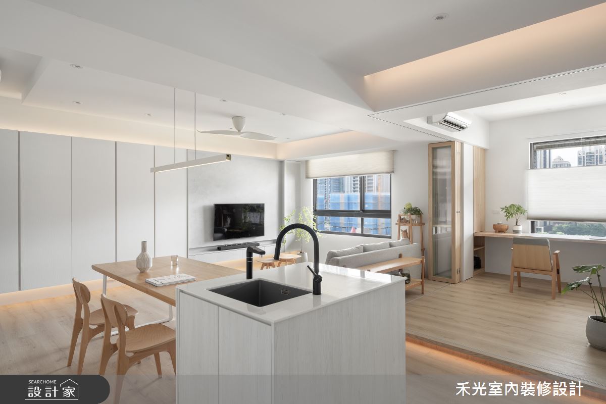 31坪預售屋＿簡約風客廳餐廳書房中島案例圖片＿禾光室內裝修設計有限公司＿禾光_沉慕之8