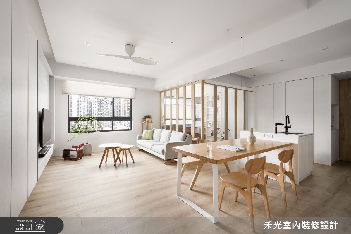 31坪預售屋＿簡約風客廳餐廳中島案例圖片＿禾光室內裝修設計有限公司＿禾光_沉慕之14