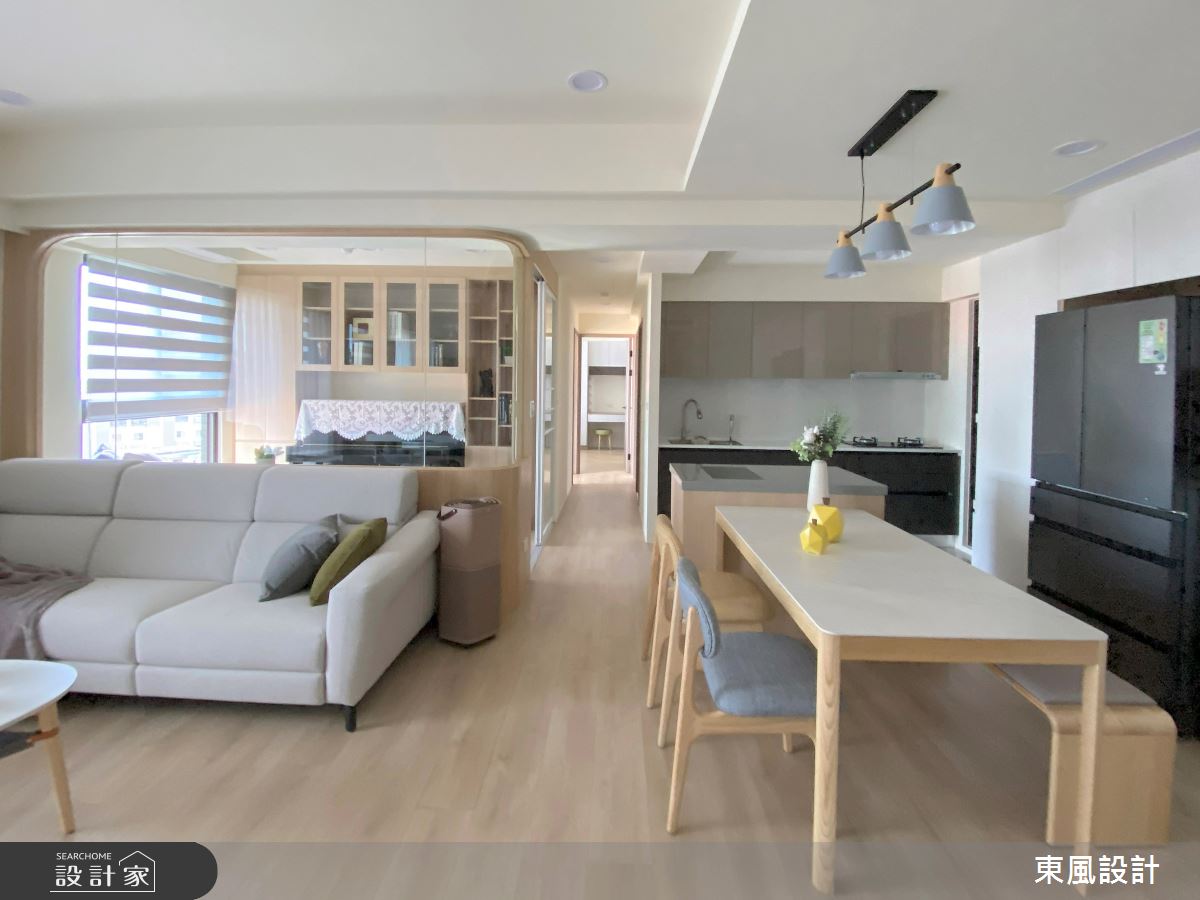 30坪新成屋(5年以下)＿北歐風客廳餐廳廚房書房中島案例圖片＿東風室內設計＿東風_65_新竹之12