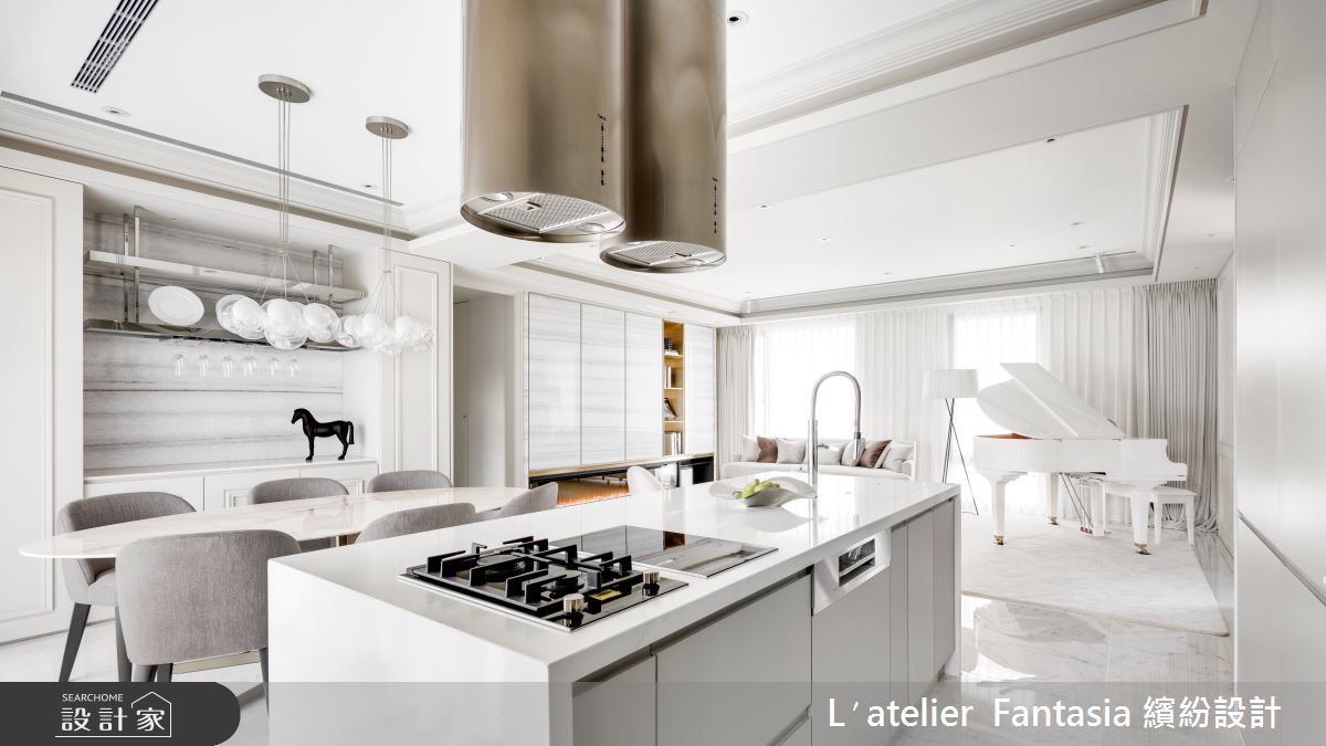 37坪新成屋(5年以下)＿新古典客廳餐廳廚房中島案例圖片＿L′atelier Fantasia 繽紛設計＿繽紛_23之10