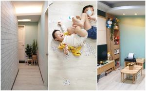 超強媽媽的 18.5 坪改造紀實！靠卡扣地板、水貼壁紙 DIY 征服兩個孩子的心_視覺圖