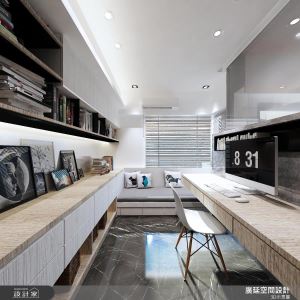 明亮的書房到手！大理石、木質交錯新古典樓中樓_視覺圖