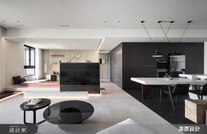 邀請自然入座！小夫妻宅交疊異材質的黑白層次_視覺圖