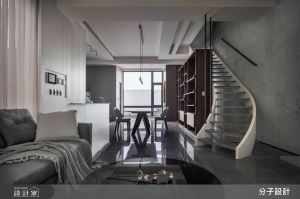 弧線格柵交織，56坪簡約俐落透天宅邸_視覺圖