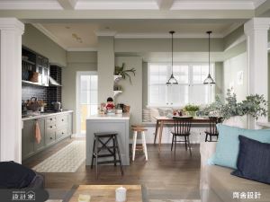 中古屋翻新莫蘭迪綠美式風！在陽光臥榻用餐、花磚開放廚房烹飪的新日常_視覺圖