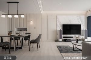 夫妻夢想的下班日常！35 坪以燕麥色美式風包裹舒適客廳與優雅主臥_視覺圖