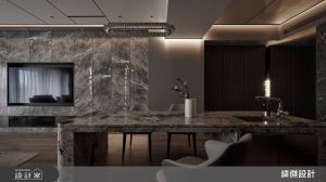 以石材演繹30坪現代風小豪宅的人文暖度，中島與餐桌結合放大空間氣勢_視覺圖