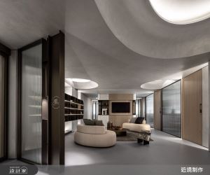 創造精緻品味商空！弧形與清水模設計語彙，光帶指引動線與核心領域_視覺圖