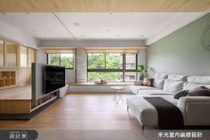 從沒想過家可以這麼開闊！窗邊臥榻延到日式風書房，電視半牆後還藏有多功能休憩和室_視覺圖