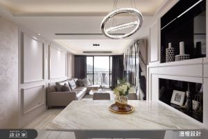 現代法式散發時尚奢華氣場！大理石佐水晶燈與電子壁爐共創27 坪新古典宅_視覺圖