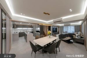 台北複層老屋翻新，環保無毒建材圍塑寬闊客廳、餐廳與中島廚房，臥房連結小孩房，獨立也能享隱私_視覺圖