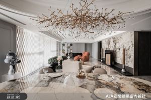 潮流時尚的百坪豪宅，善用家具、大理石與光源創作無可複製的藝術感_視覺圖