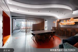太陽與水星為設計概念，宇宙風辦公空間以弧線+異材質創造強化企業形象與辦公效率_視覺圖