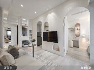 9坪毛胚小宅擁收納滿分的現代韓系感，弧形元素與特殊漆引入雅致優雅的居住氛圍！_視覺圖