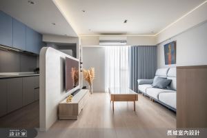 28 坪老屋逆齡翻新計畫！半高電視牆自定義客廳與餐廚，同時保有視線與採光的流通性_視覺圖