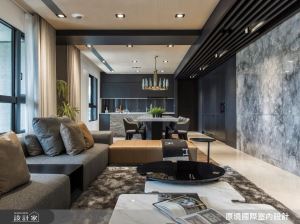 鑿面石材X奢雅大理石詮釋衝突之美，50坪現代宅譜寫生活、聚會的無限可能_視覺圖