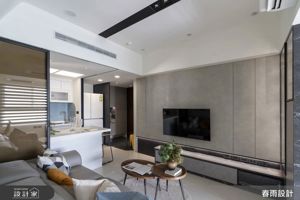 16.5坪現代風小坪數，滑門玄關設計、半開放式廚房與多功能書房一次到位_視覺圖