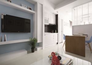 【超強隔間術】靈活的隔間設計搭配量身木作，解決單面採光的缺憾，並滿足各項生活機能。_視覺圖