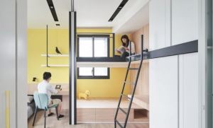 一面可動的牆榨乾畸零地，小坪數逆天擁有餐廚、溜滑梯、浴缸、書房收納！_視覺圖